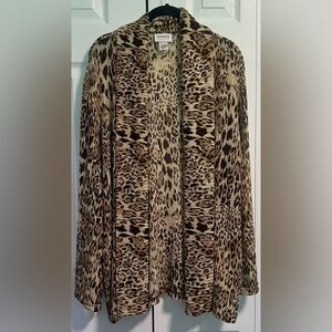 Chico's Animal Print Open Front Cardigan - Chico's Size 3